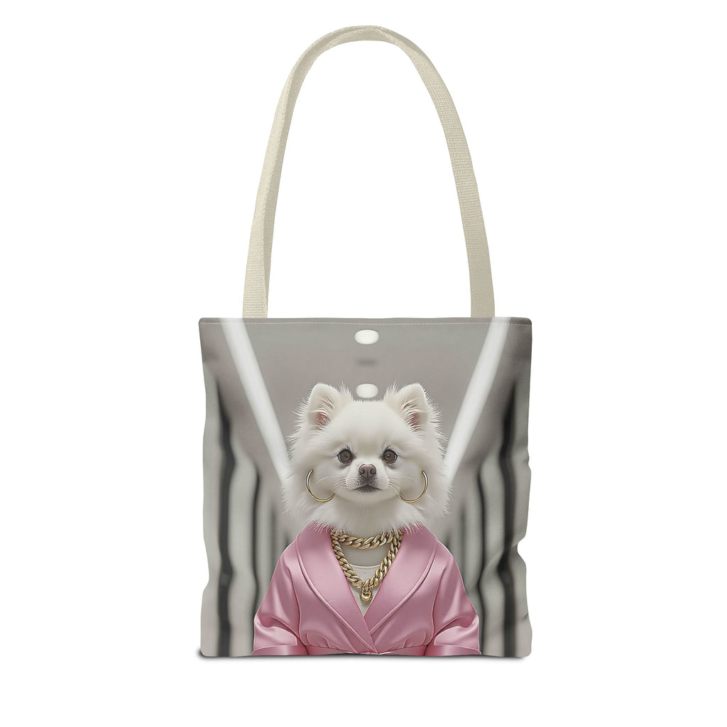 Luxury Dog Art Tote Bag – Pink Robe Puppy Tote for Dog Lovers