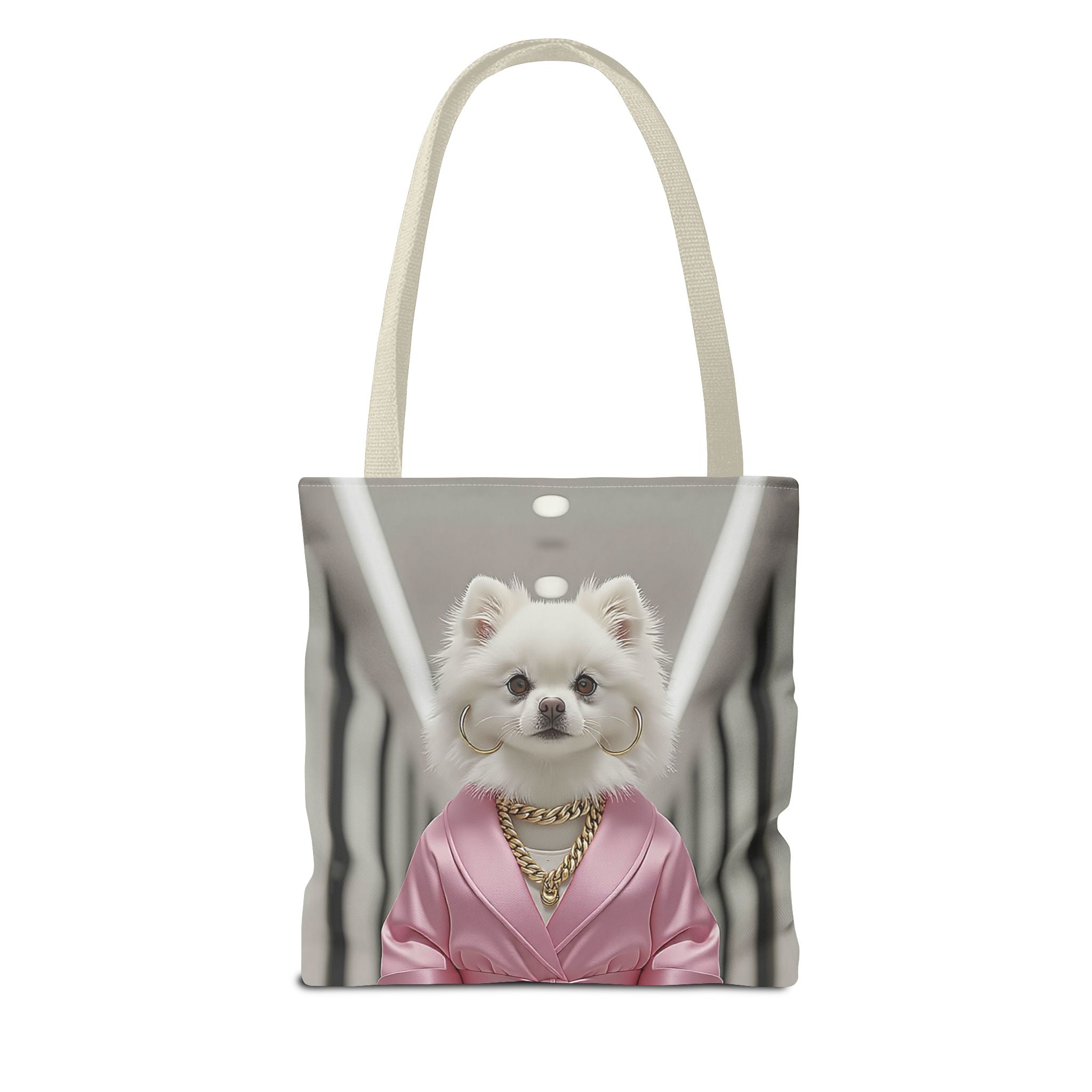Luxury Dog Art Tote Bag – Pink Robe Puppy Tote for Dog Lovers