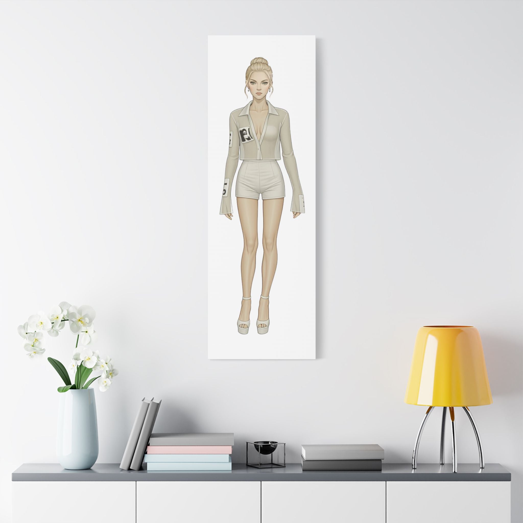 Modern Fashion Illustration Wall Art – Minimal Vertical Poster (16×48)