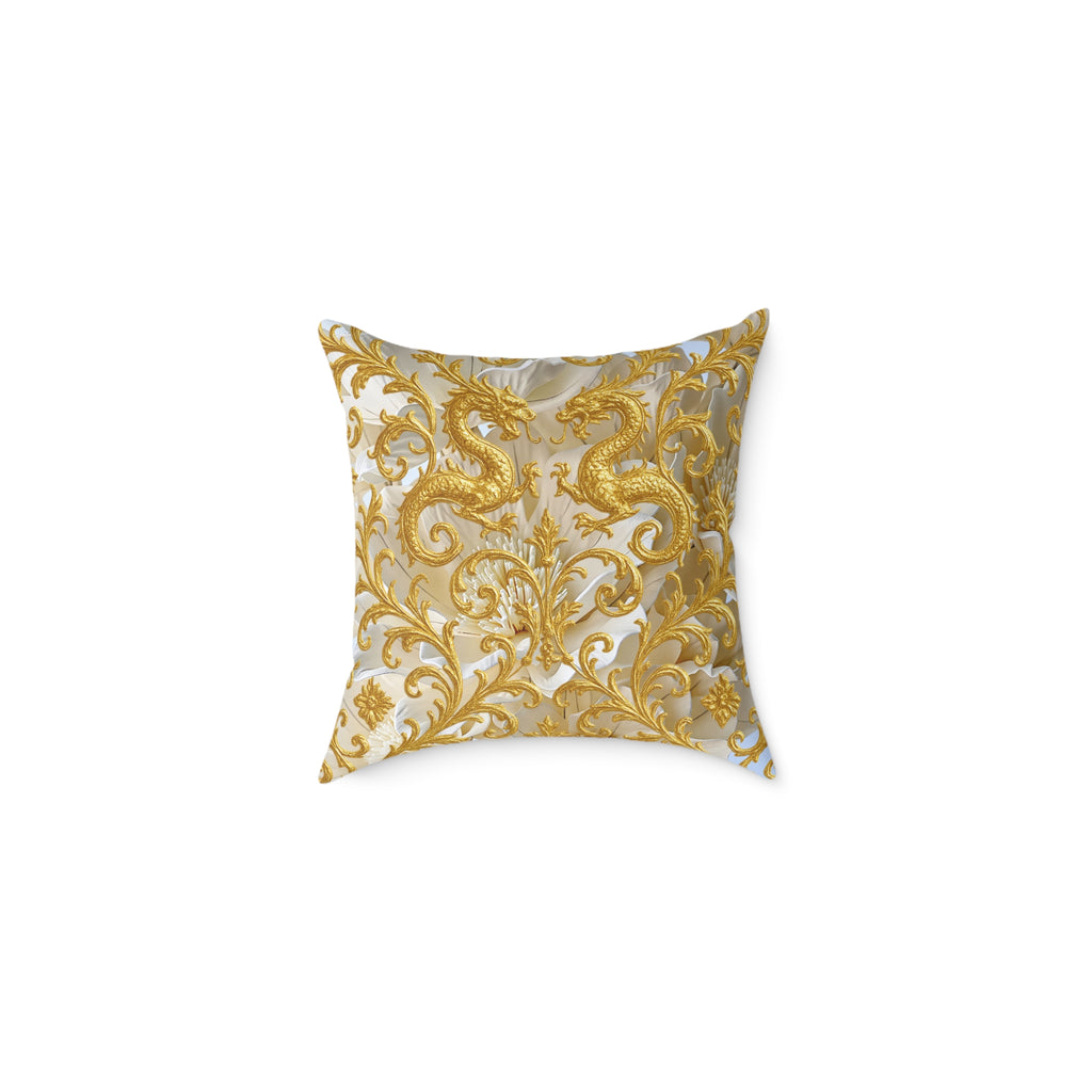 Golden Dragon Baroque Cushion Cover | Luxury Royal Gold Decorative Pillow