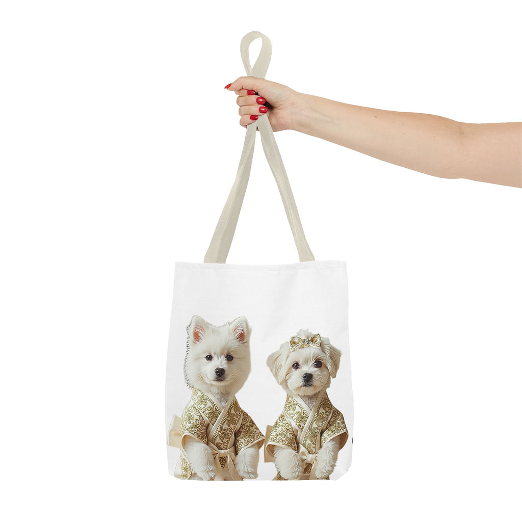 Royal Duo Dog Tote Bag – Elegant Couple Puppy Art Shoulder Bag