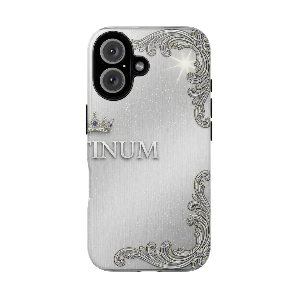 Brushed Silver Baroque iPhone Case — Luxury Minimalist Tough Cases