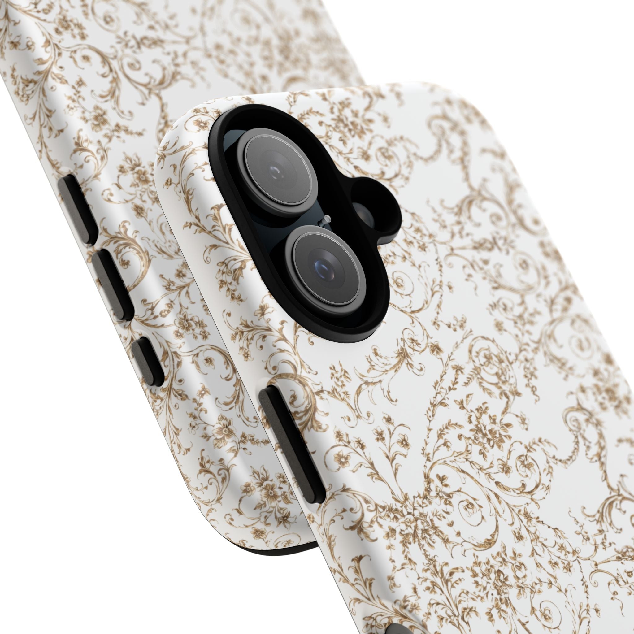 Elegant Gold Scroll Phone Case | Minimal White Baroque iPhone Cover