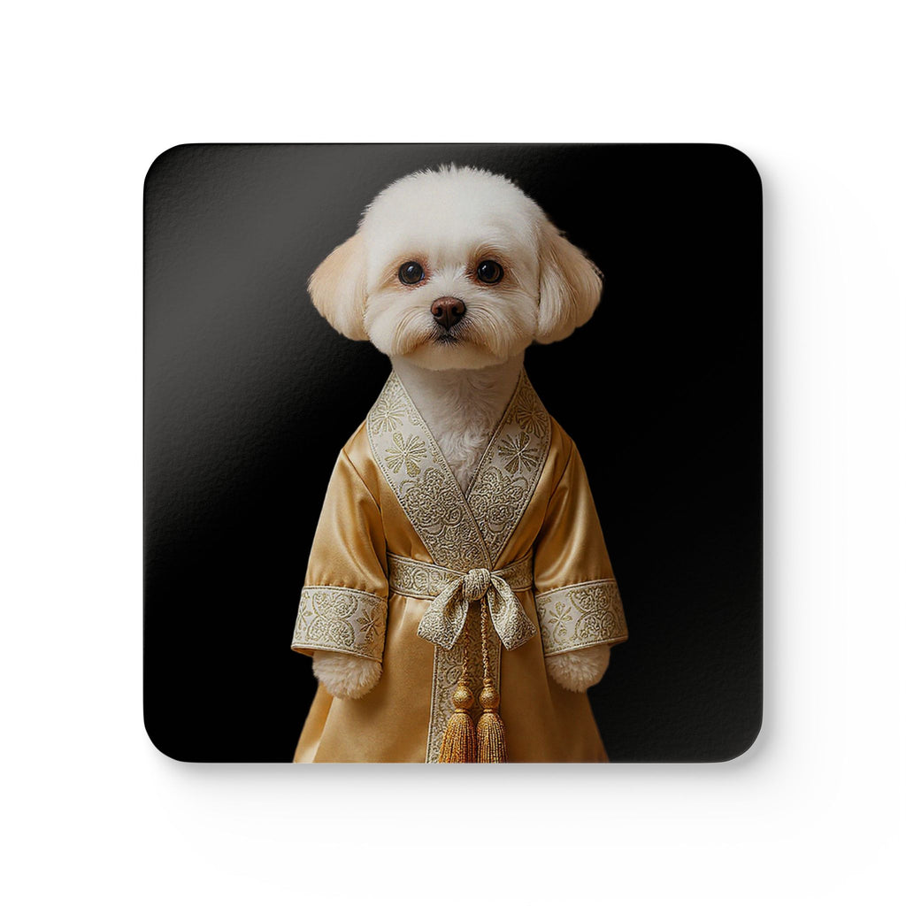 Royal Pup Cork Coaster Set | Luxury Dog Illustration Drink Coasters