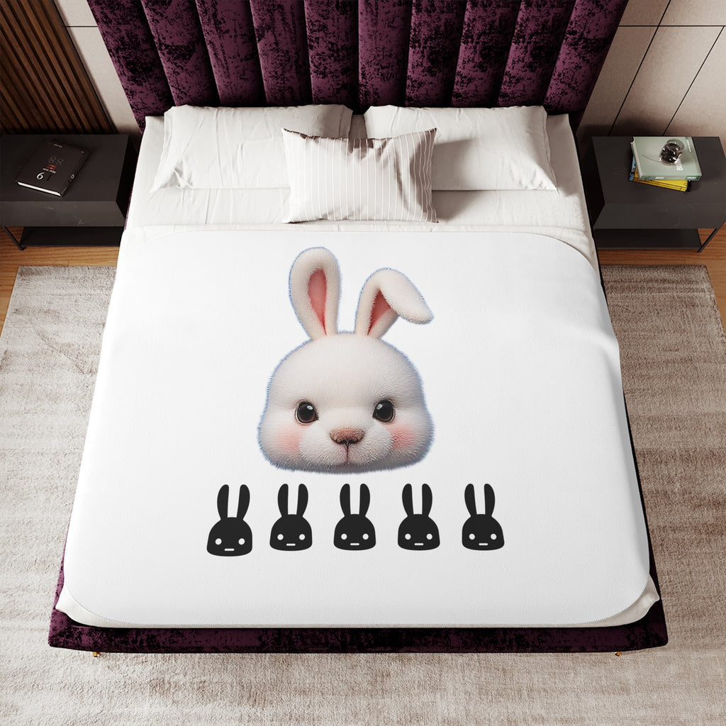 Cute Side Bunny Throw Blanket – Minimal Rabbit Illustration