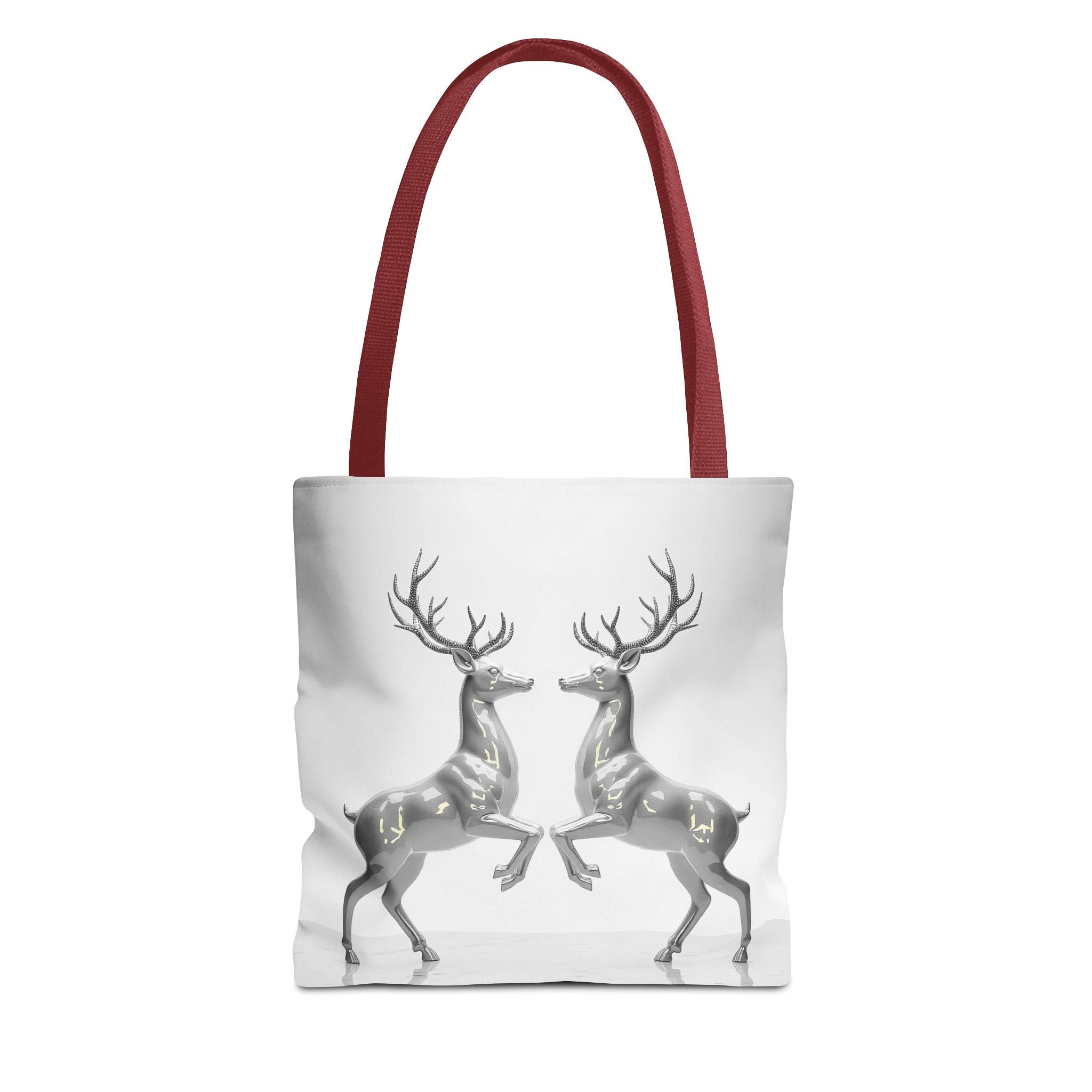 Silver Stag Mirror Tote Bag — Elegant Deer Print Eco Shopper