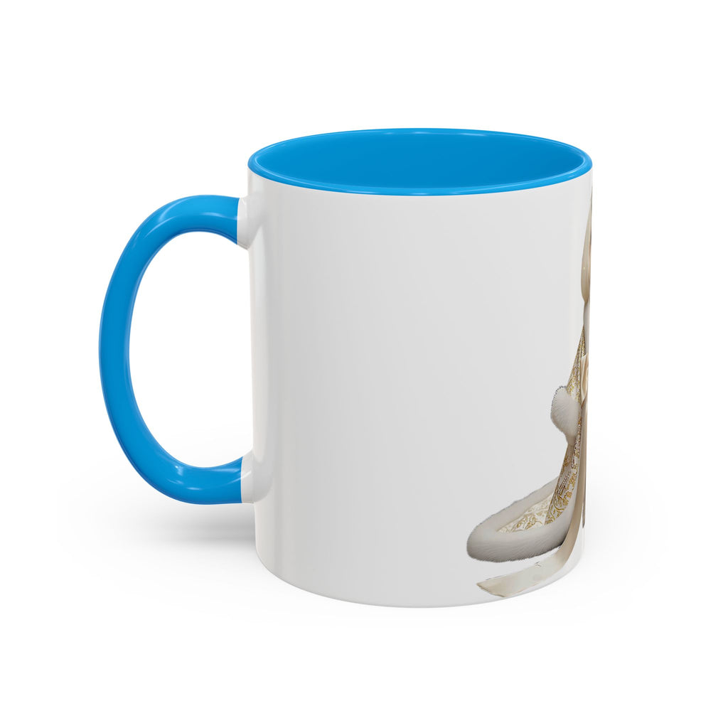 Regal Pup Love Mug – Elegant Gold Ribbon Edition