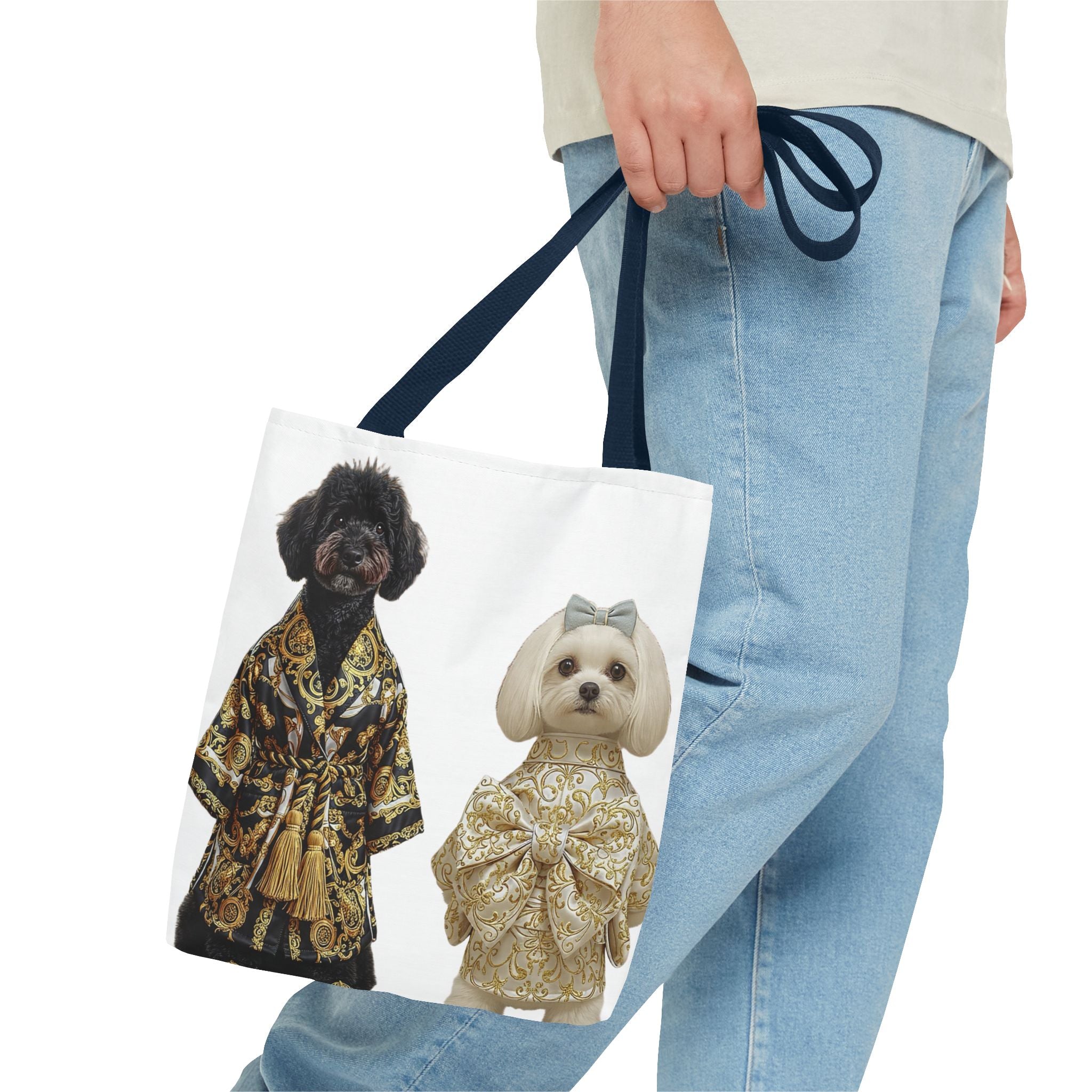 Black & Gold Duo Dog Tote Bag — Stylish All‑Over Print