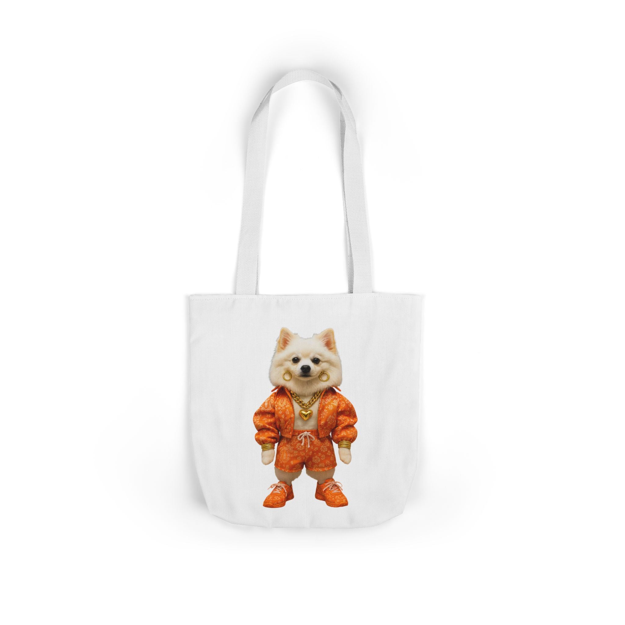 Tote Bag — Cute Pomeranian in Orange Tracksuit Graphic