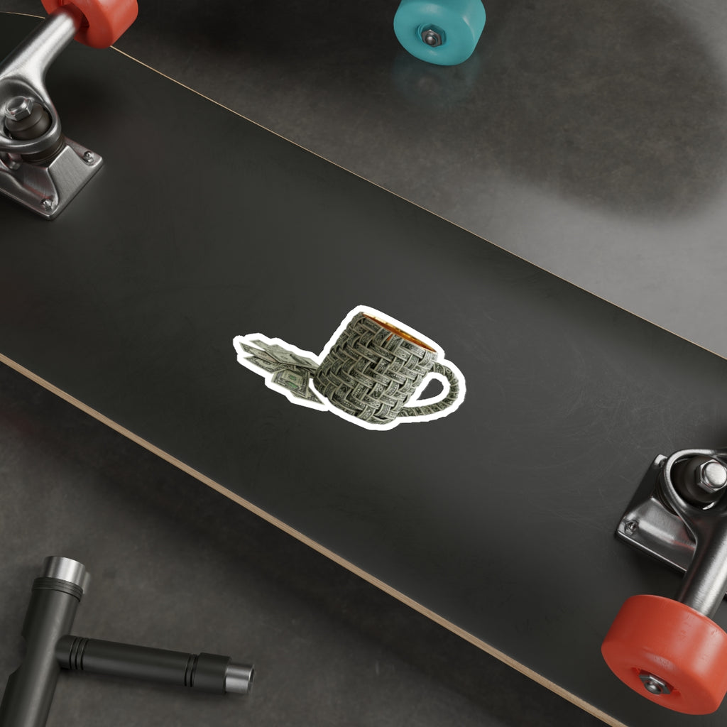 Money Mug Die-Cut Sticker — Minimalist Dollar Bill Woven Design