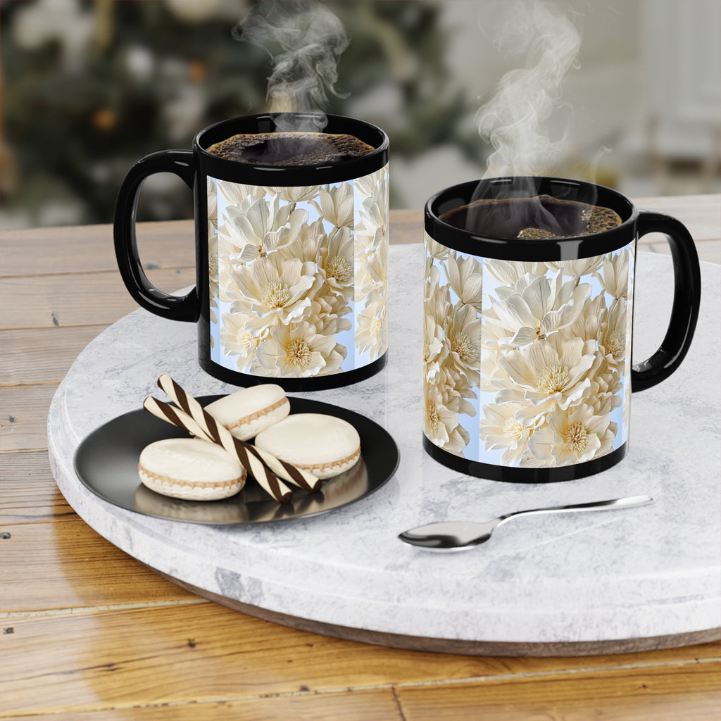 Cream Blossom Art Mug Elegant Floral Coffee Cup for Everyday Luxury