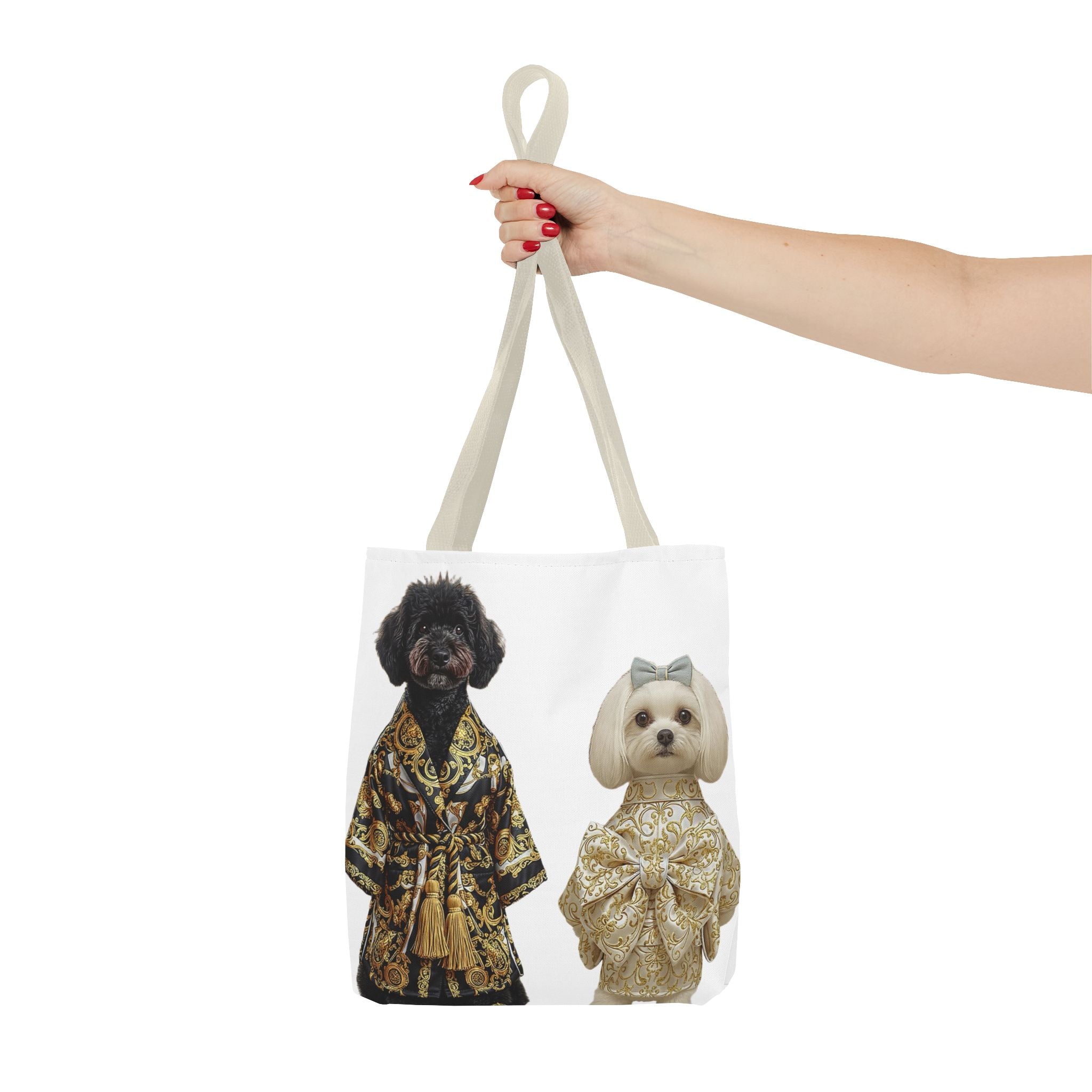 Black & Gold Duo Dog Tote Bag — Stylish All‑Over Print