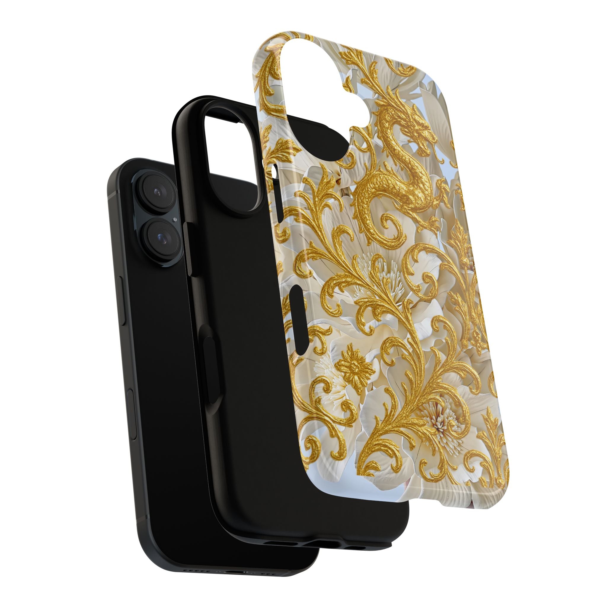 Golden Dragon Floral iPhone Case – Luxury Baroque Phone Case
