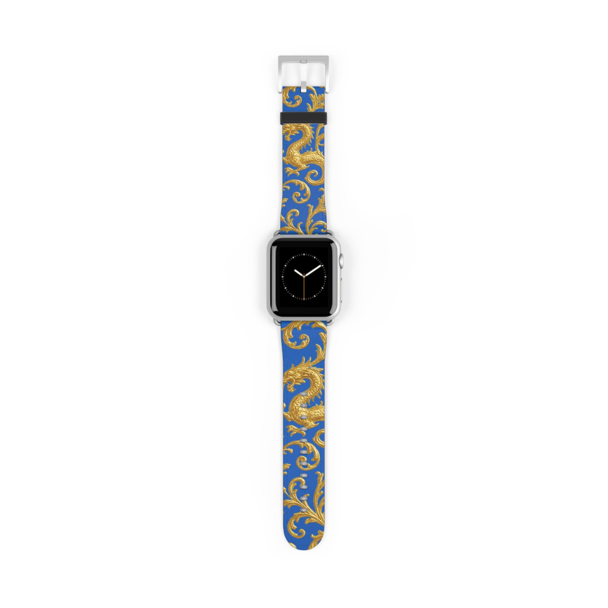 Dragon Baroque Watch Band – Gold Dragon Scroll Pattern on Royal Blue