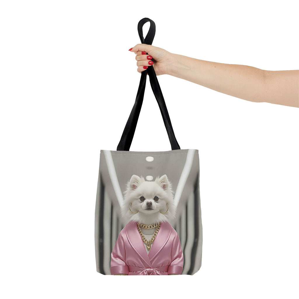 Luxury Dog Art Tote Bag – Pink Robe Puppy Tote for Dog Lovers