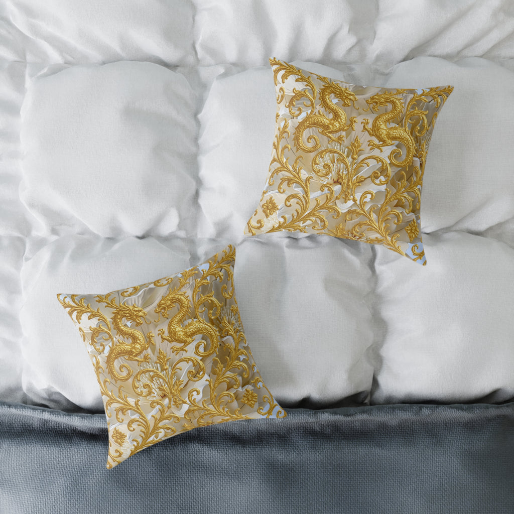 Golden Dragon Baroque Cushion Cover | Luxury Royal Gold Decorative Pillow