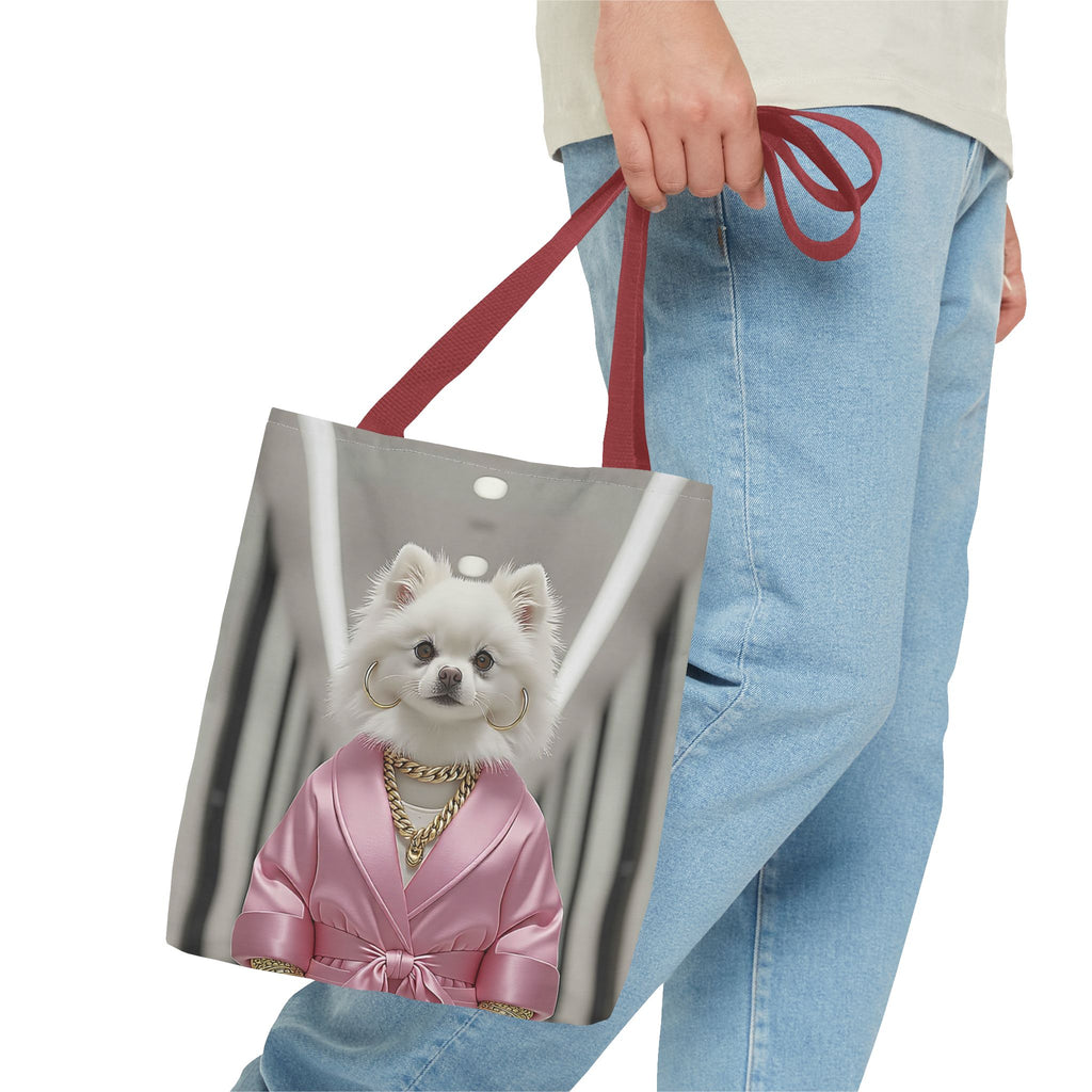 Luxury Dog Art Tote Bag – Pink Robe Puppy Tote for Dog Lovers