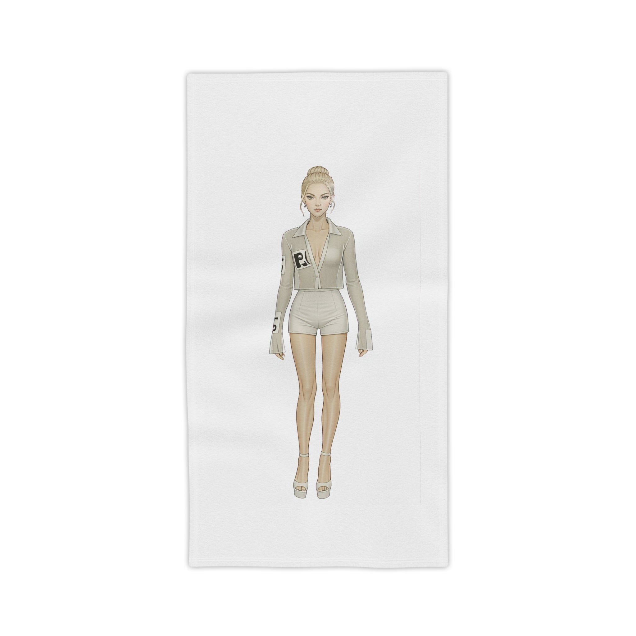Minimalist Fashion Illustration Beach Towel – Vertical Modern Art Design