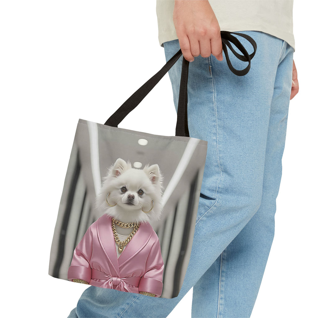 Luxury Dog Art Tote Bag – Pink Robe Puppy Tote for Dog Lovers