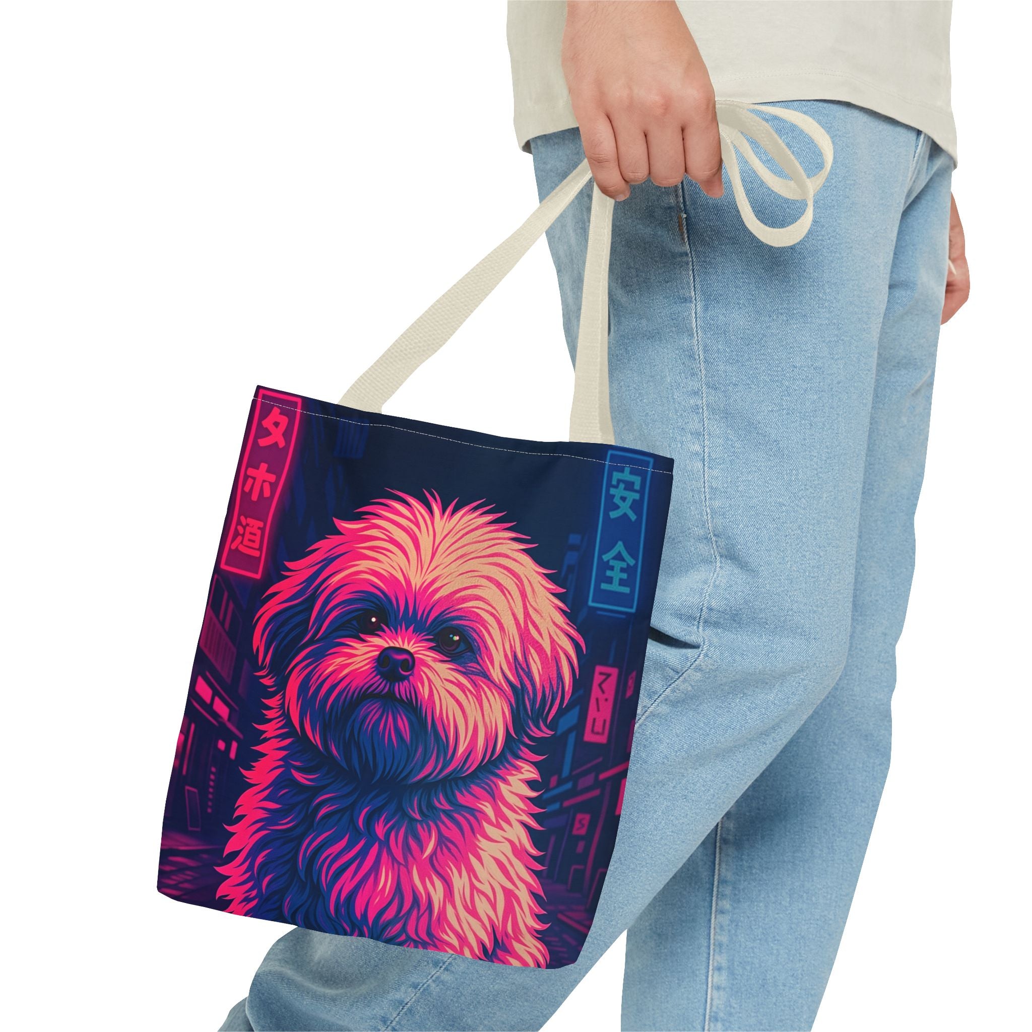 Neon Dog Art Tote Bag – Bold Color Statement Tote