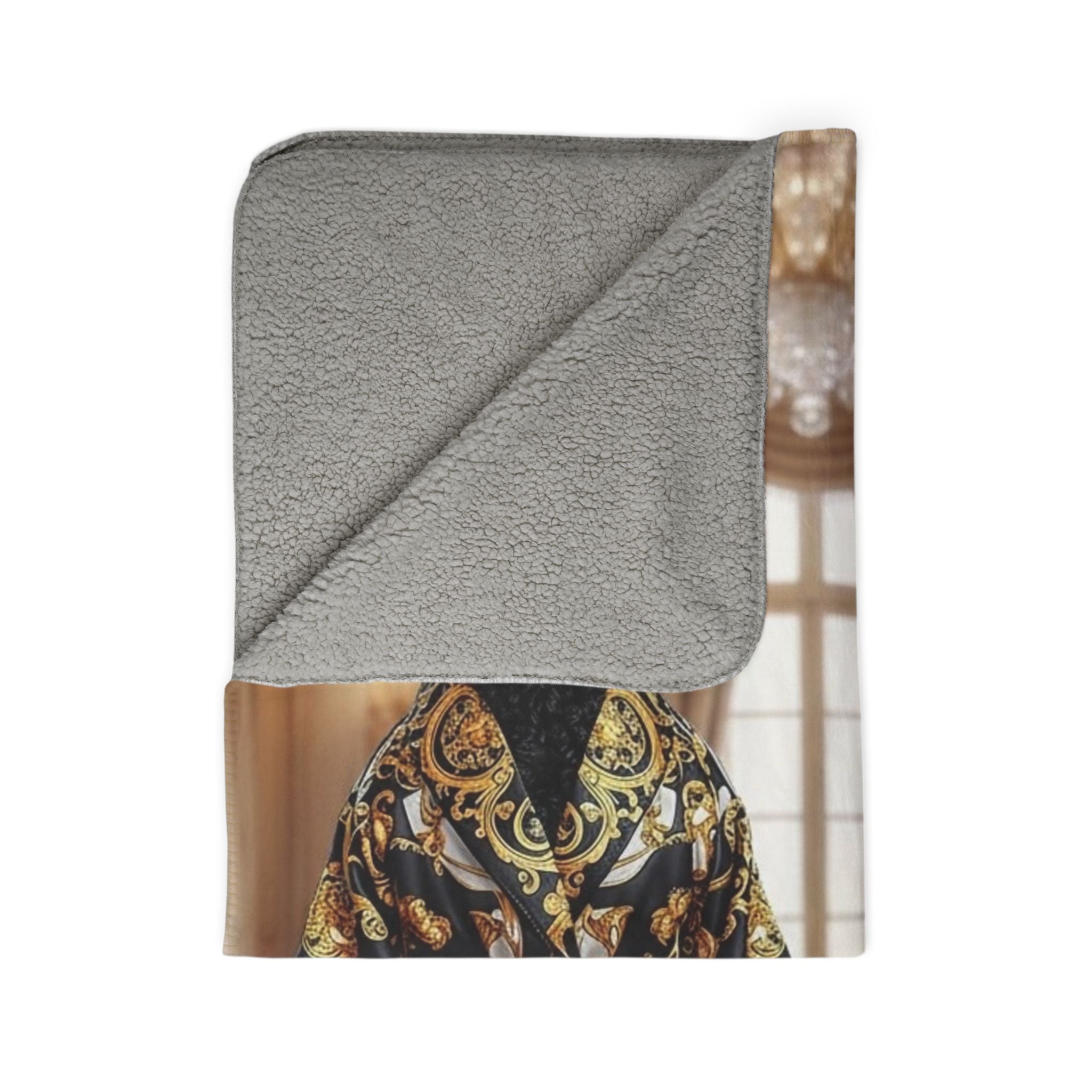 Luxury Palace Poodle Sherpa Blanket — Regal Dressed Dogs Faux Fur Throw