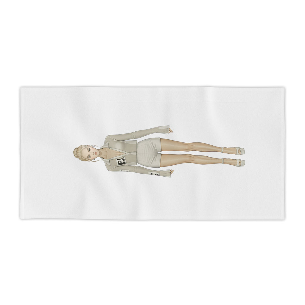 Minimalist Fashion Illustration Beach Towel – Vertical Modern Art Design
