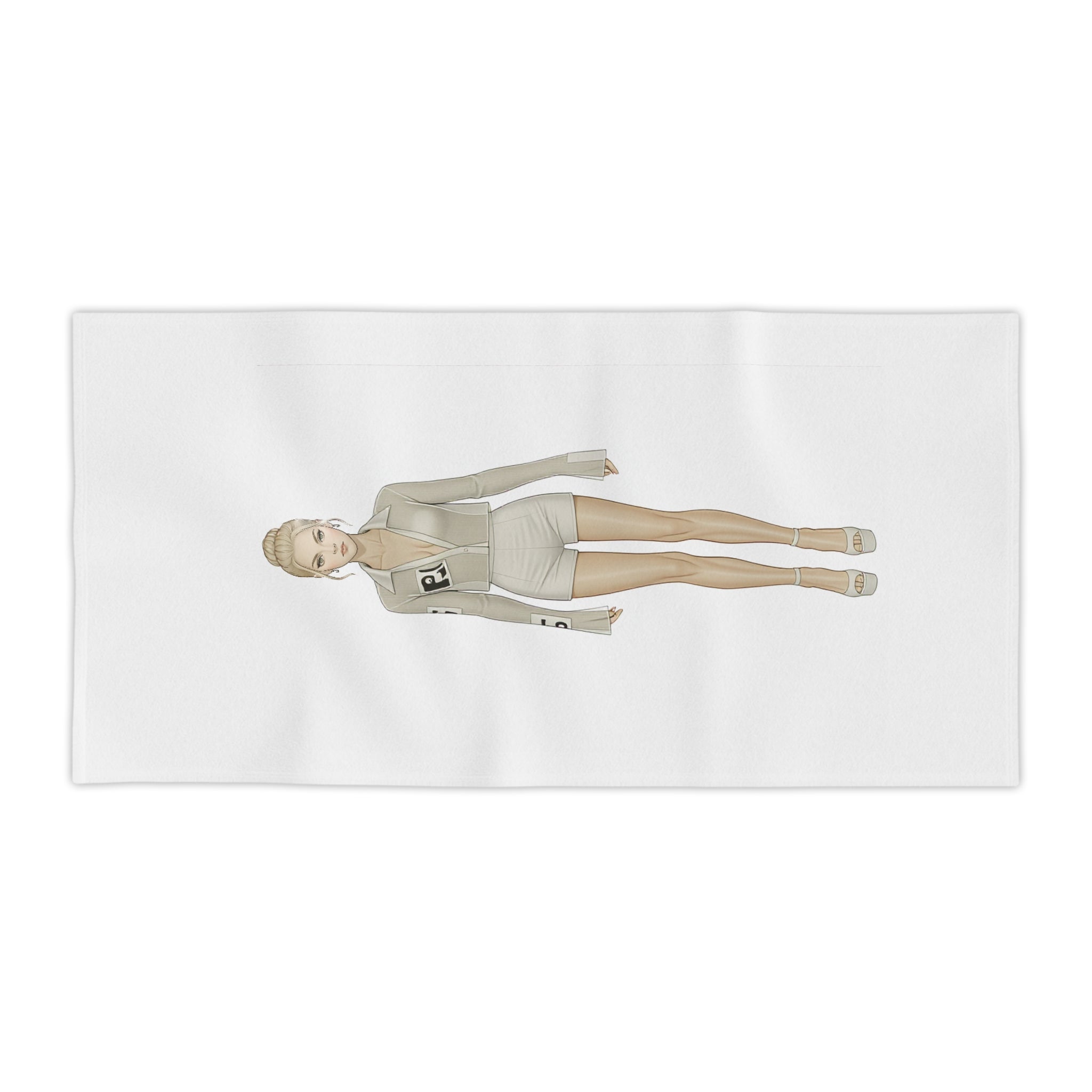 Minimalist Fashion Illustration Beach Towel – Vertical Modern Art Design