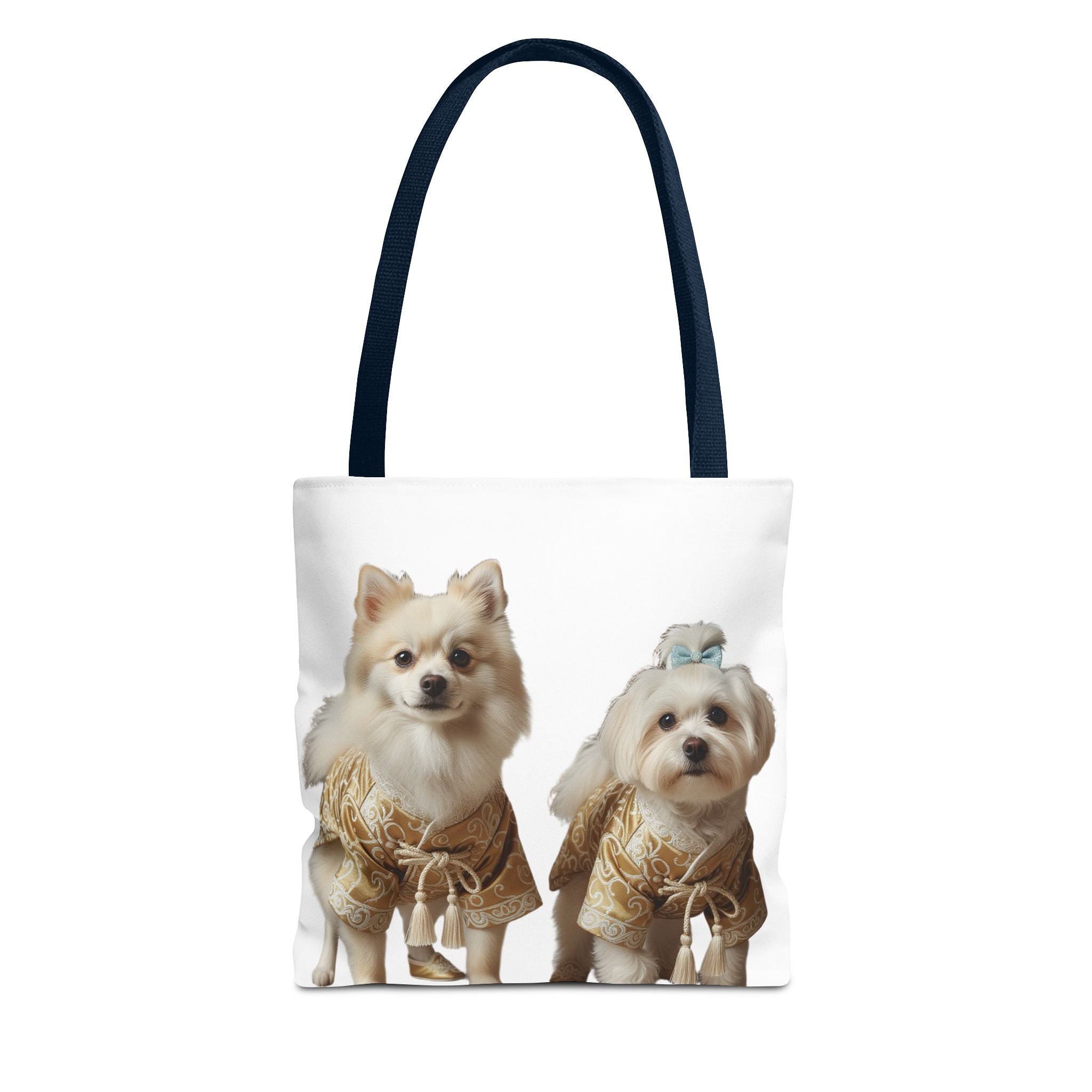 Cute Dogs Printed Tote Bag — Pomeranian & Shih Tzu in Sweaters All-Over Print