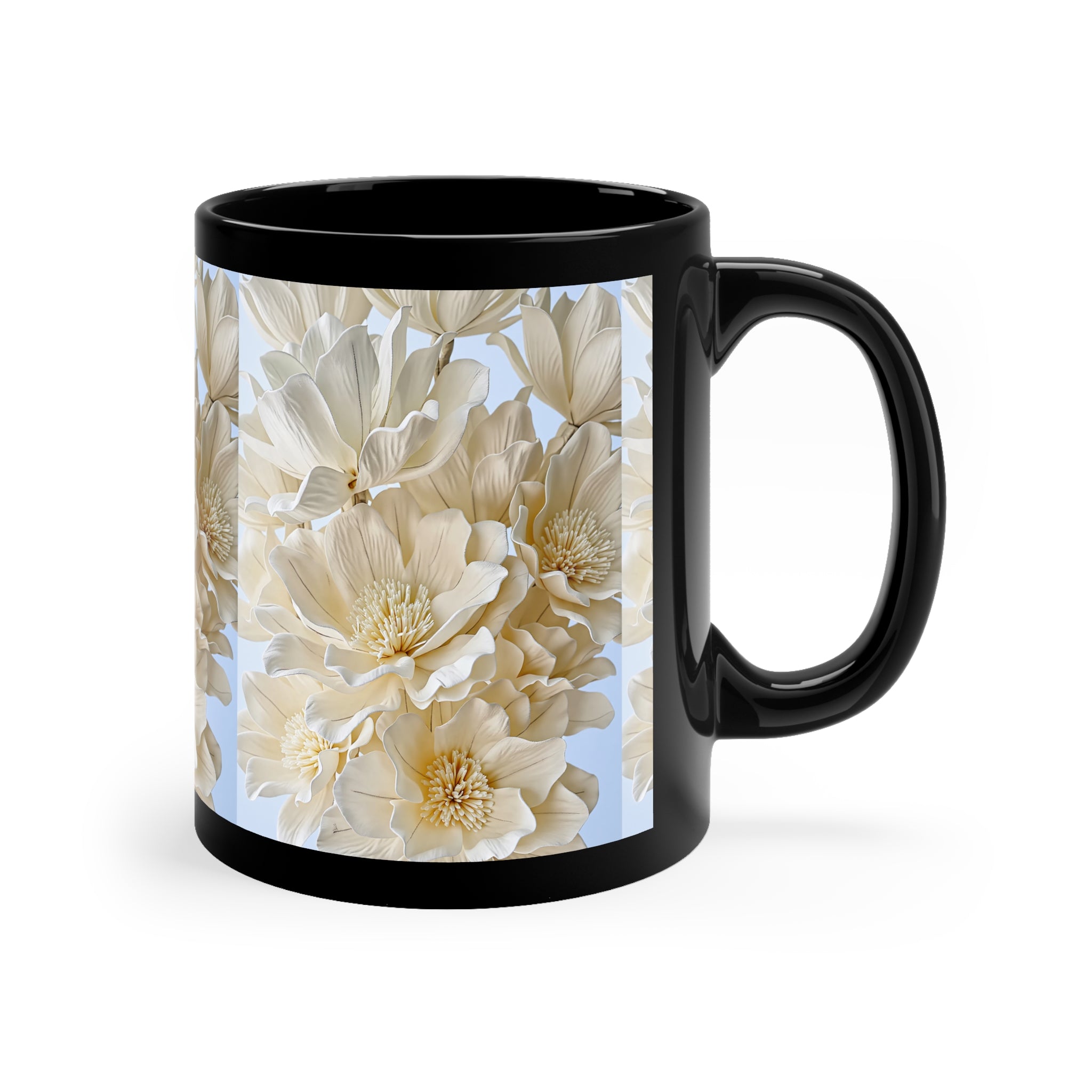 Cream Blossom Art Mug Elegant Floral Coffee Cup for Everyday Luxury