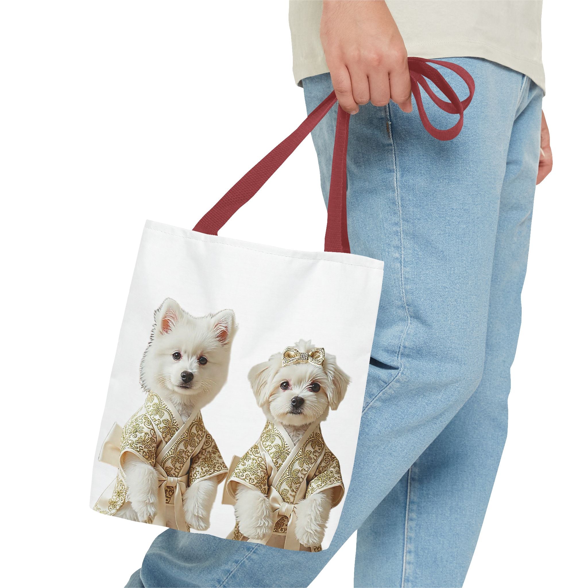 Royal Duo Dog Tote Bag – Elegant Couple Puppy Art Shoulder Bag