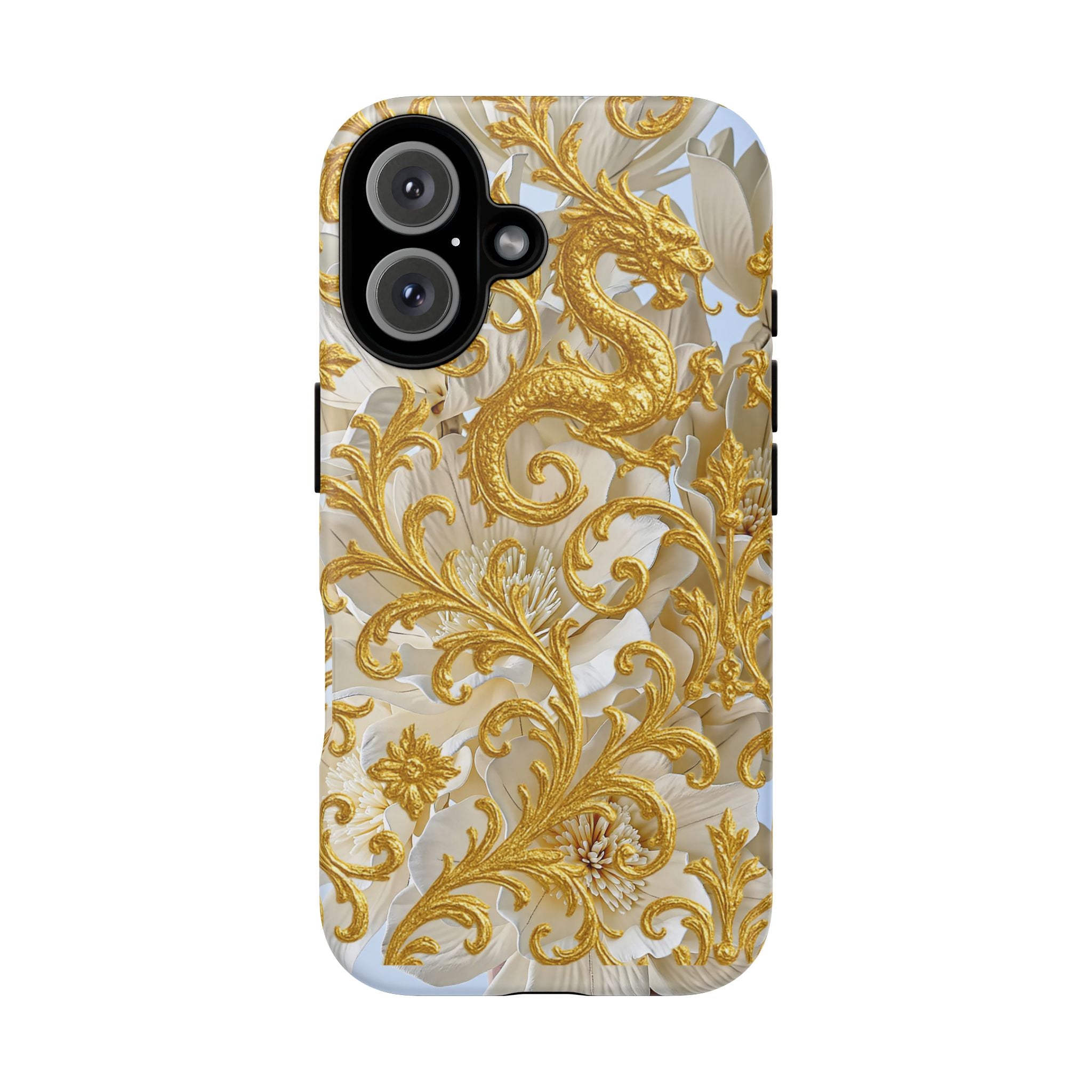 Golden Dragon Floral iPhone Case – Luxury Baroque Phone Case