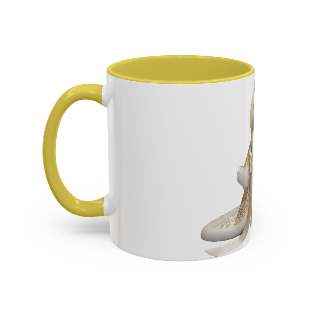 Regal Pup Love Mug – Elegant Gold Ribbon Edition