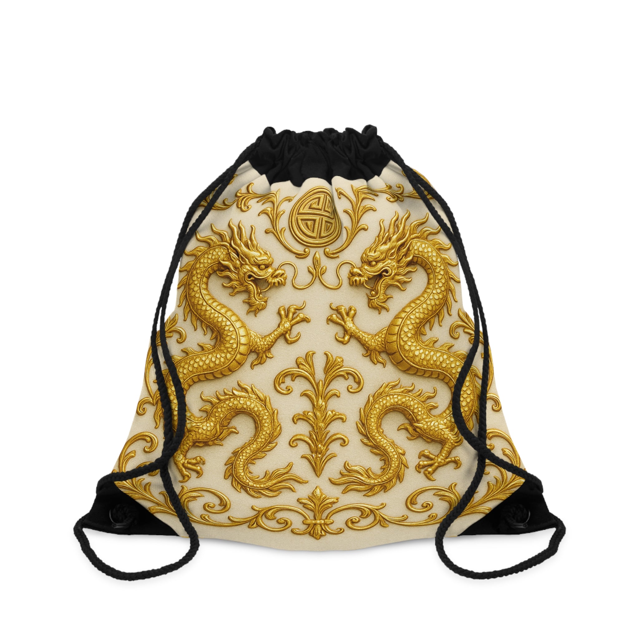 Golden Dragon Emblem Drawstring Bag – Statement Carry