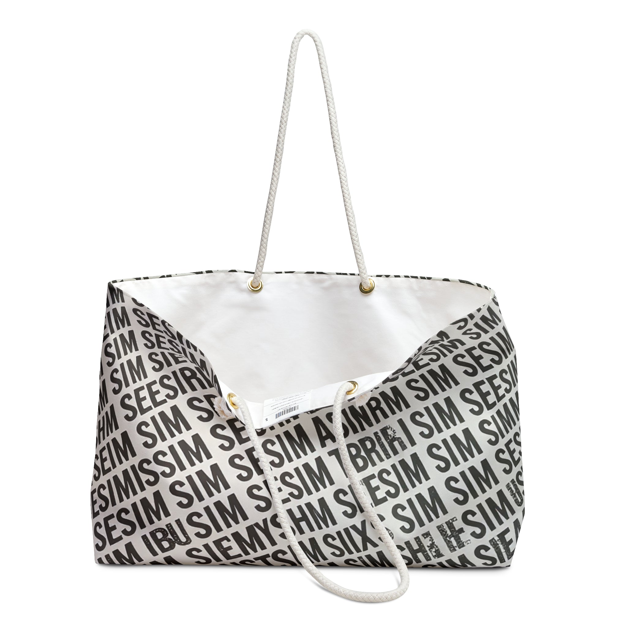 Text Pattern Tote Bag – Graphic Minimal Canvas Tote