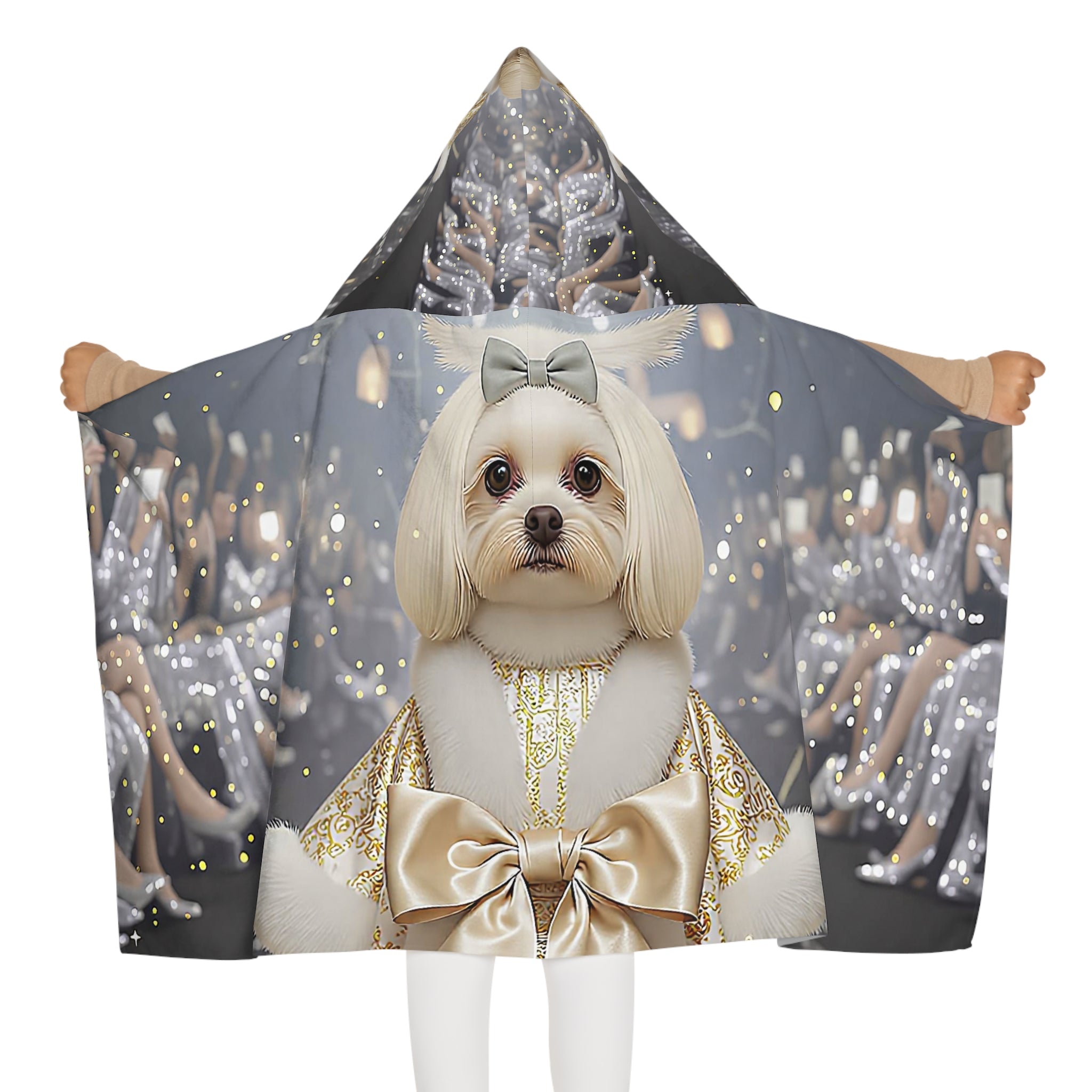 Royal Runway Hooded Towel — Golden Bow Puppy Plush Bath Wrap