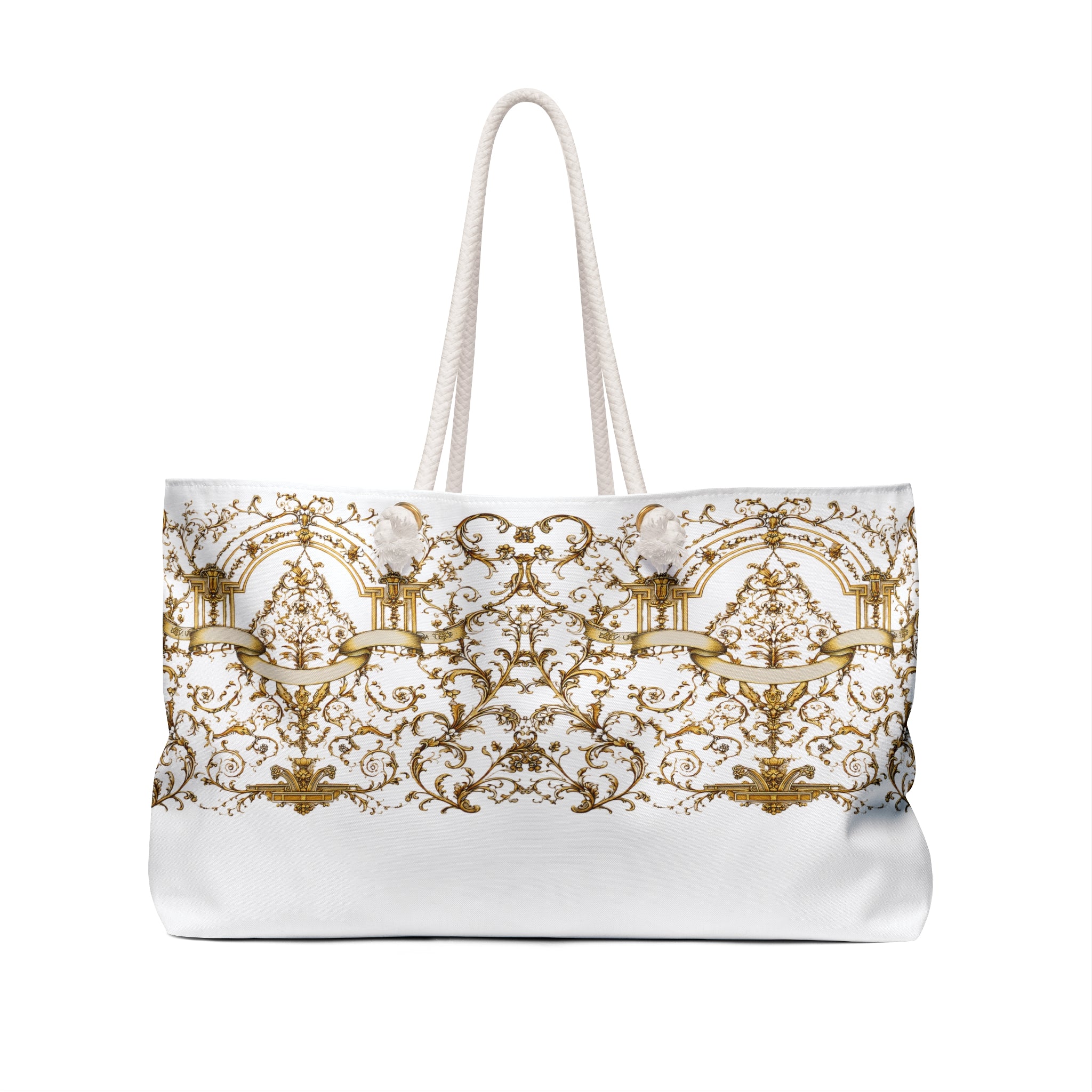 Baroque Pattern Tote Bag | Gold Ornamental Print
