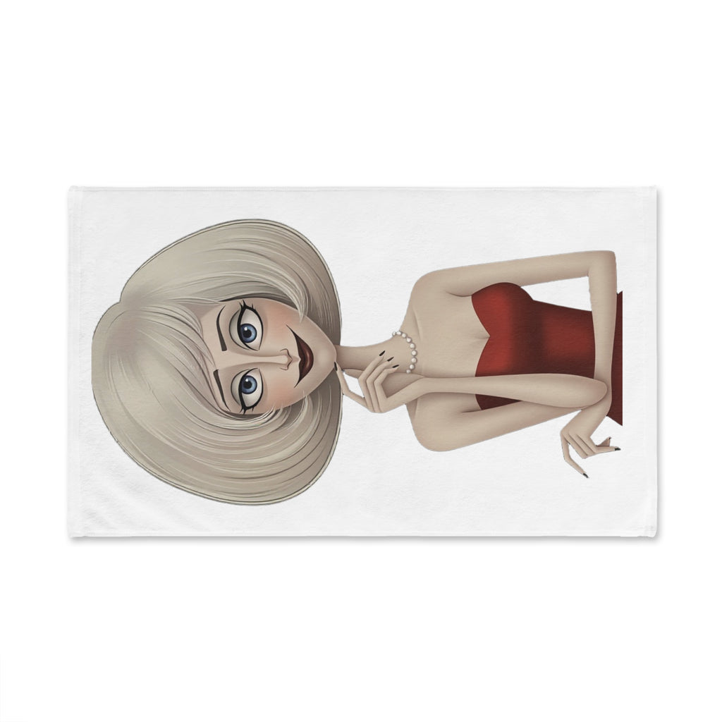 Retro Glam Hand Towel — Elegant Blonde Lady in Red Dress Spa & Bathroom Accent