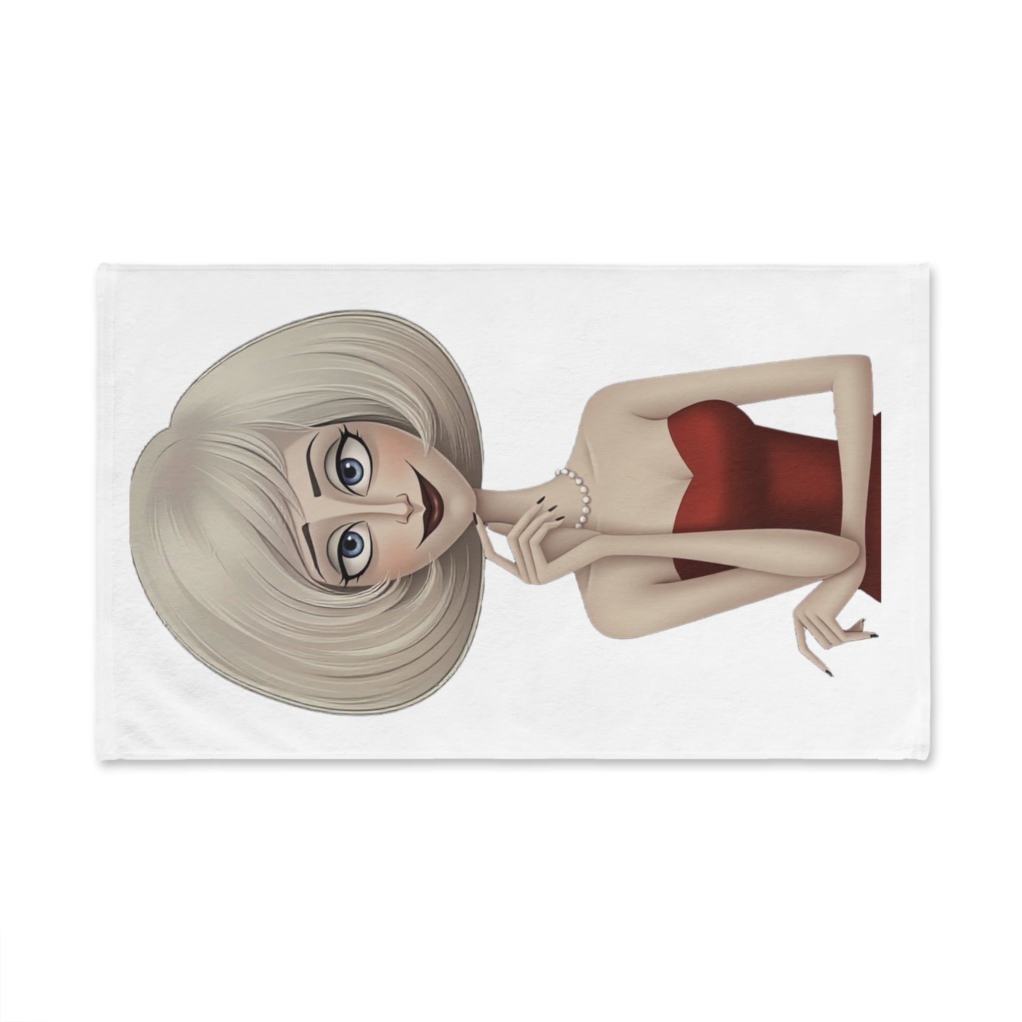 Retro Glam Hand Towel — Elegant Blonde Lady in Red Dress Spa & Bathroom Accent