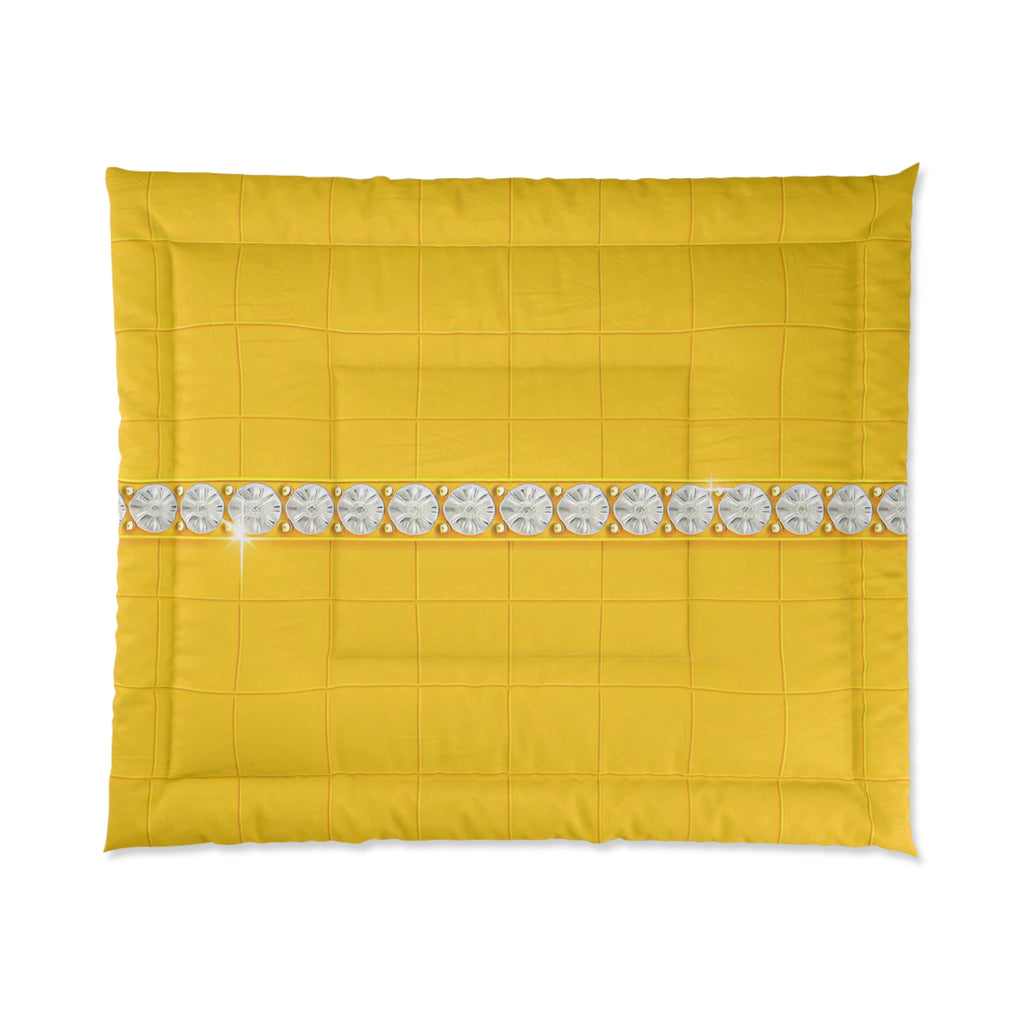 Quiet Gold Comforter Minimal Yellow Bedding with Signature Line