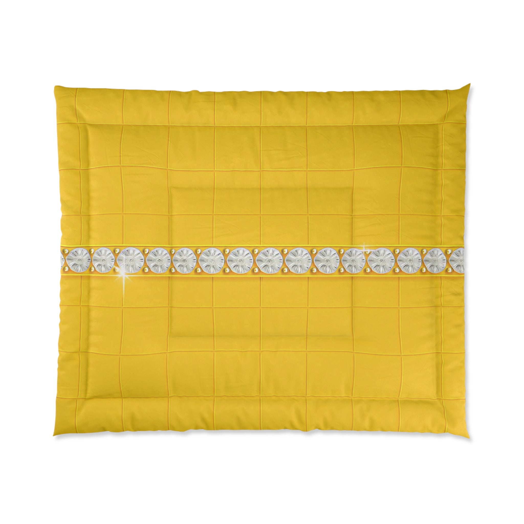 Quiet Gold Comforter Minimal Yellow Bedding with Signature Line