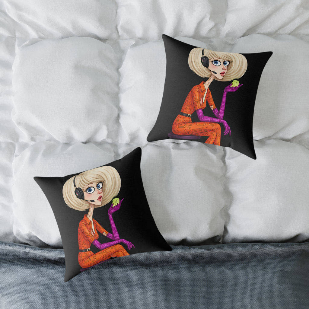 Character Illustration Square Canvas Pillow — Minimal Modern Accent Cushion