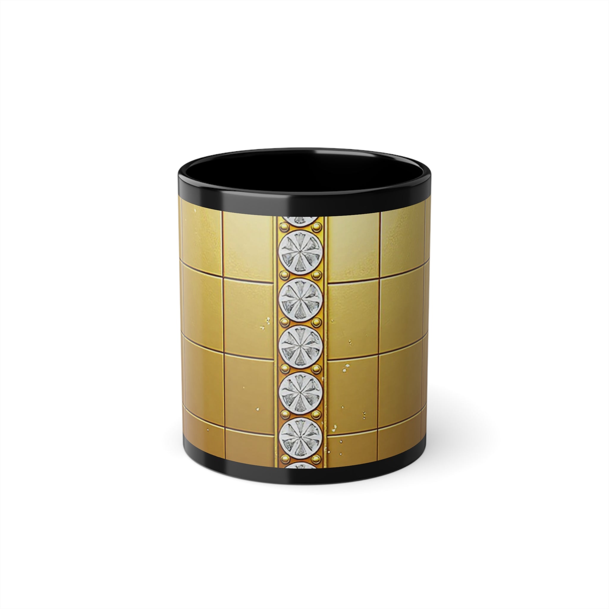 Luxury Gold Grid Mug – Elegant Geometric Design Coffee Cup