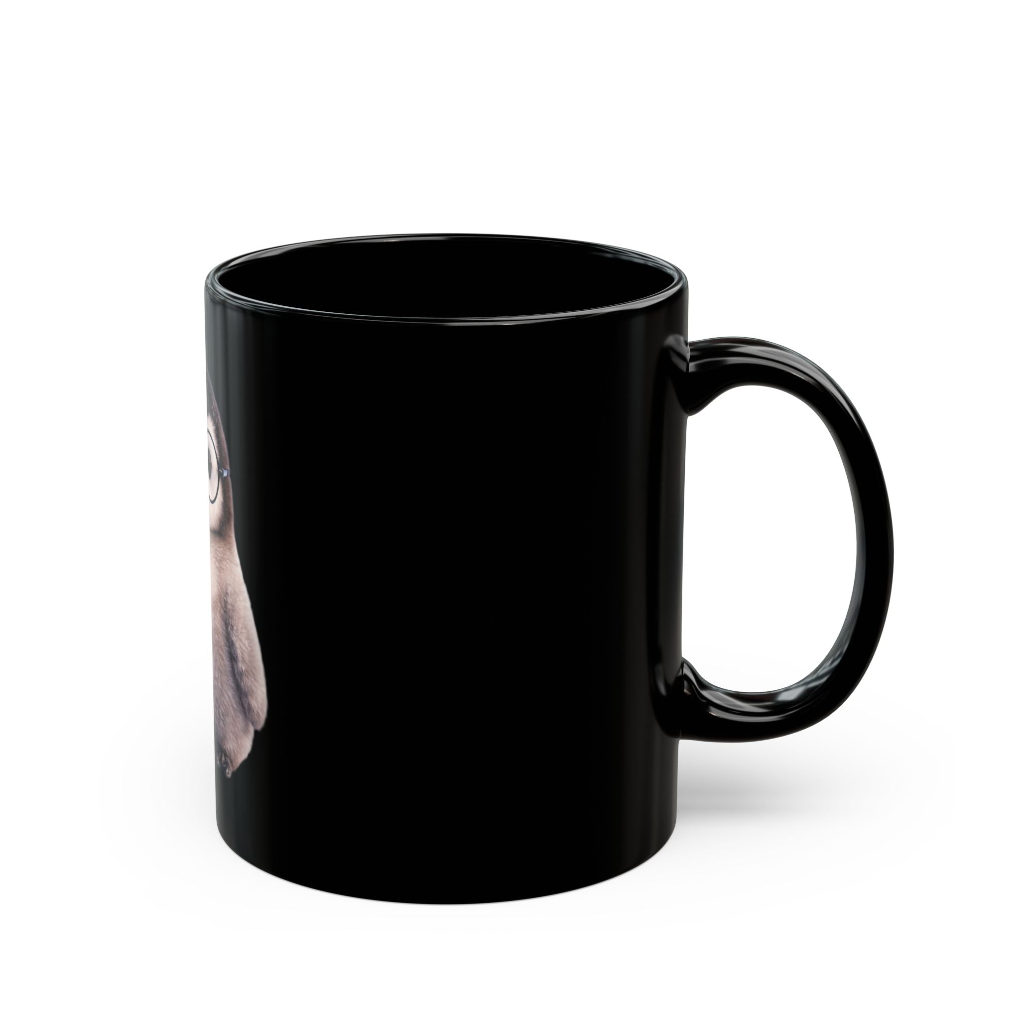 Cute Penguin Glasses Black Mug — 11oz/15oz Coffee & Tea Cup