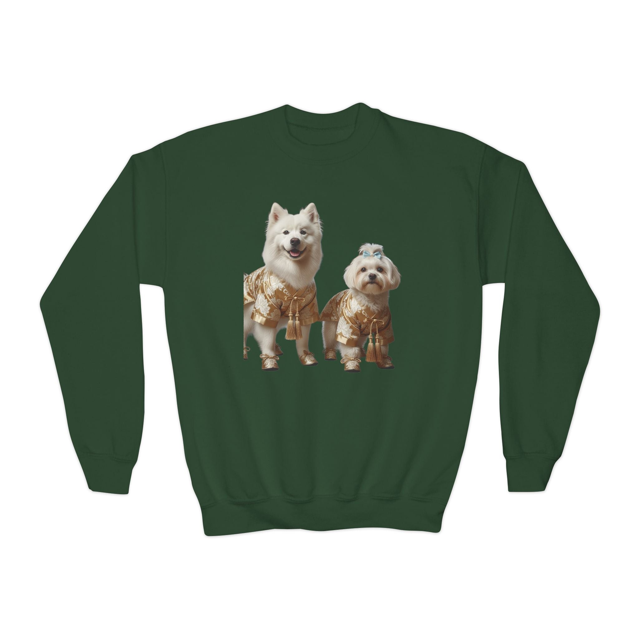 So Cute They Choose It First — Kids Sweatshirt with Twin Dog Illustration