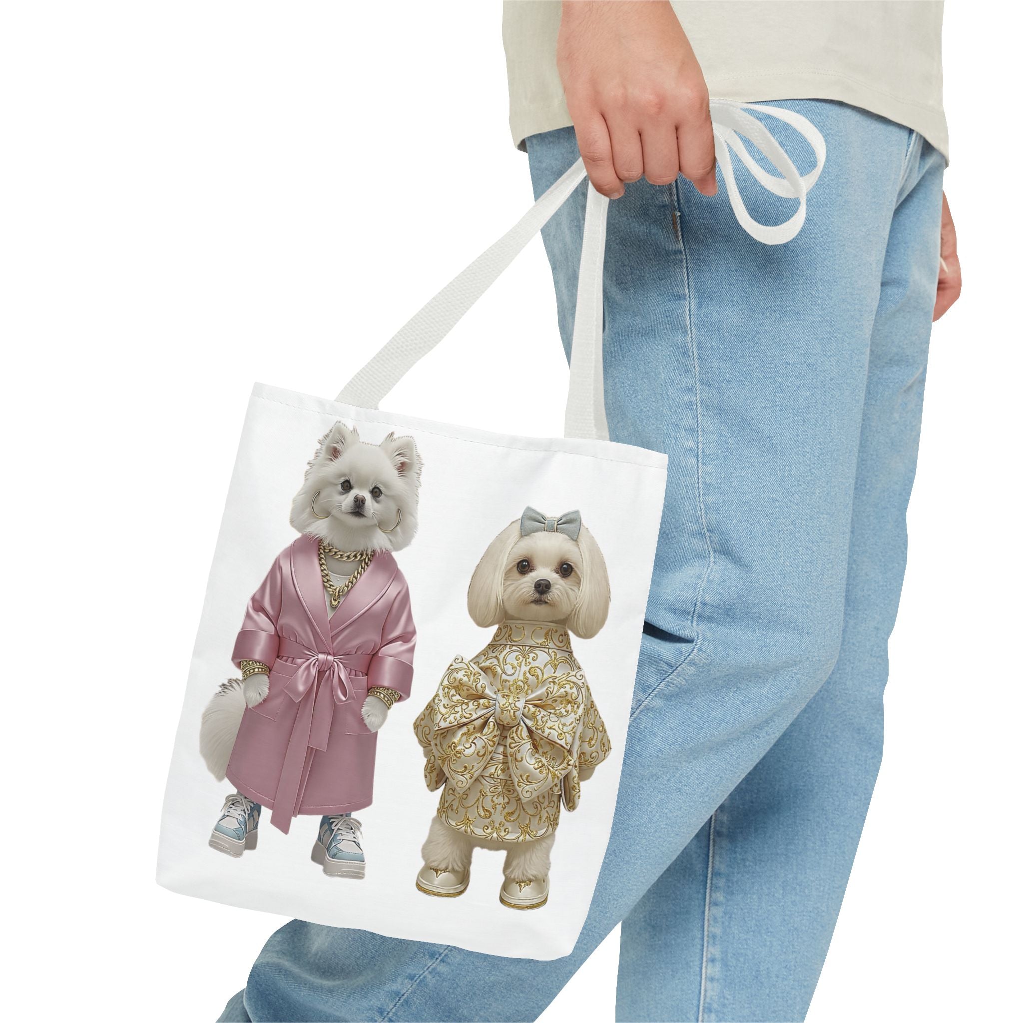 Designer Dog Tote Bag – Chic Dressed-Up Dogs Fashion Shoulder Bag